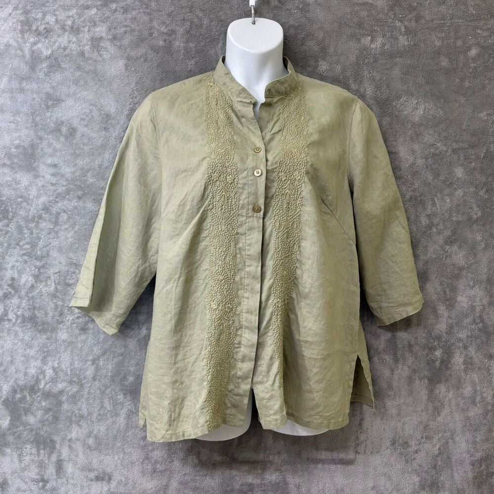 Ecologie Women 100% Linen Tunic Top Size 2X Lagenlook Beach Travel Office Casual